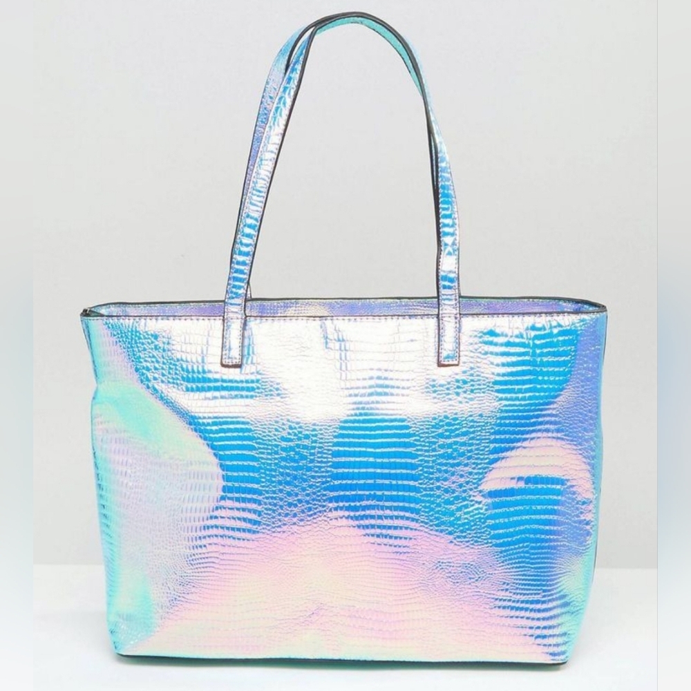 CHIC Croc lunch handbag wine picnic hand bag iridescent insulated tote purse